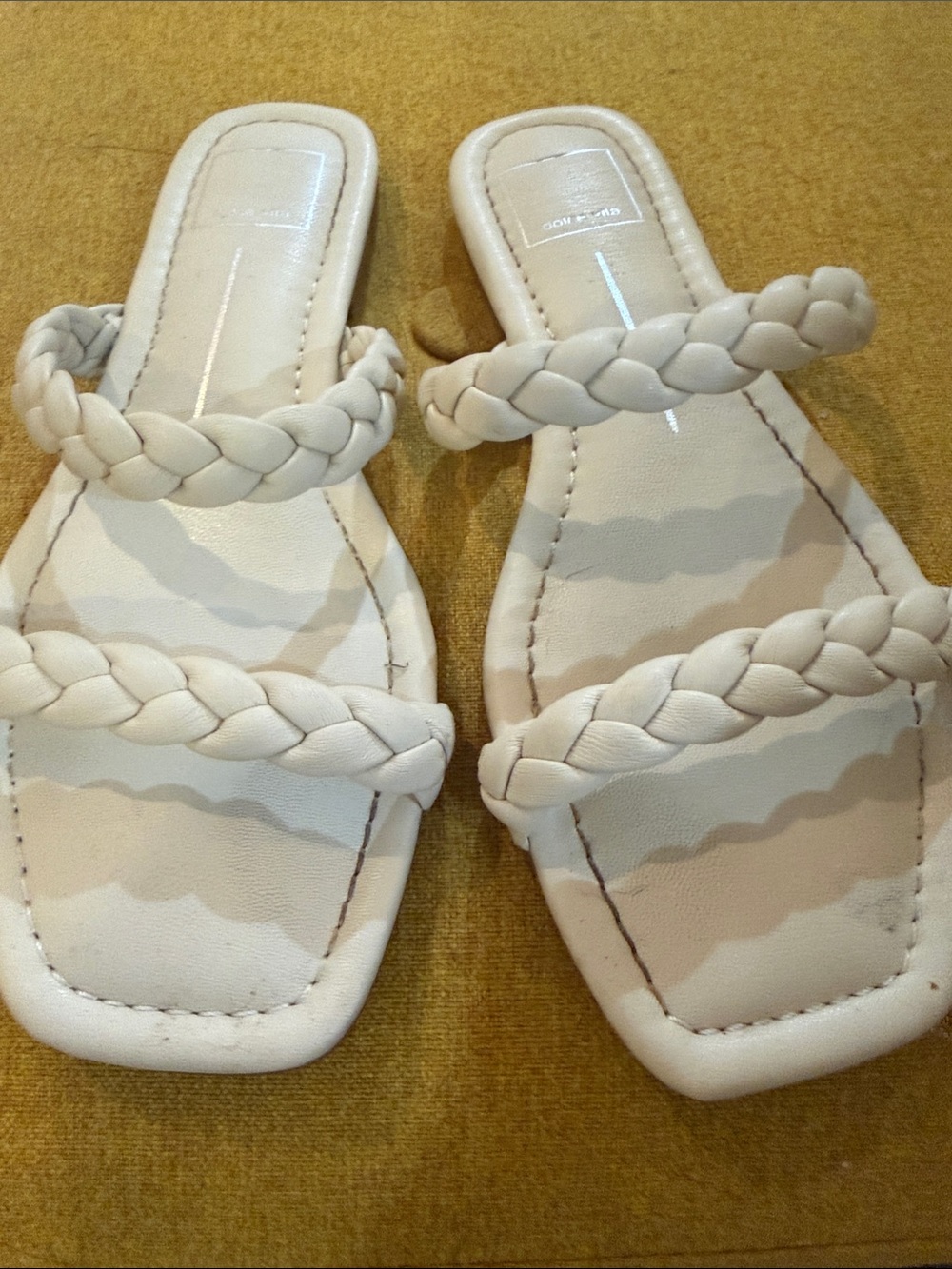 Dolce Vita Braided Double-Strap Slide Sandals in Cream